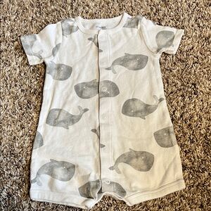 Whale Print Baby Bodysuit - Gray